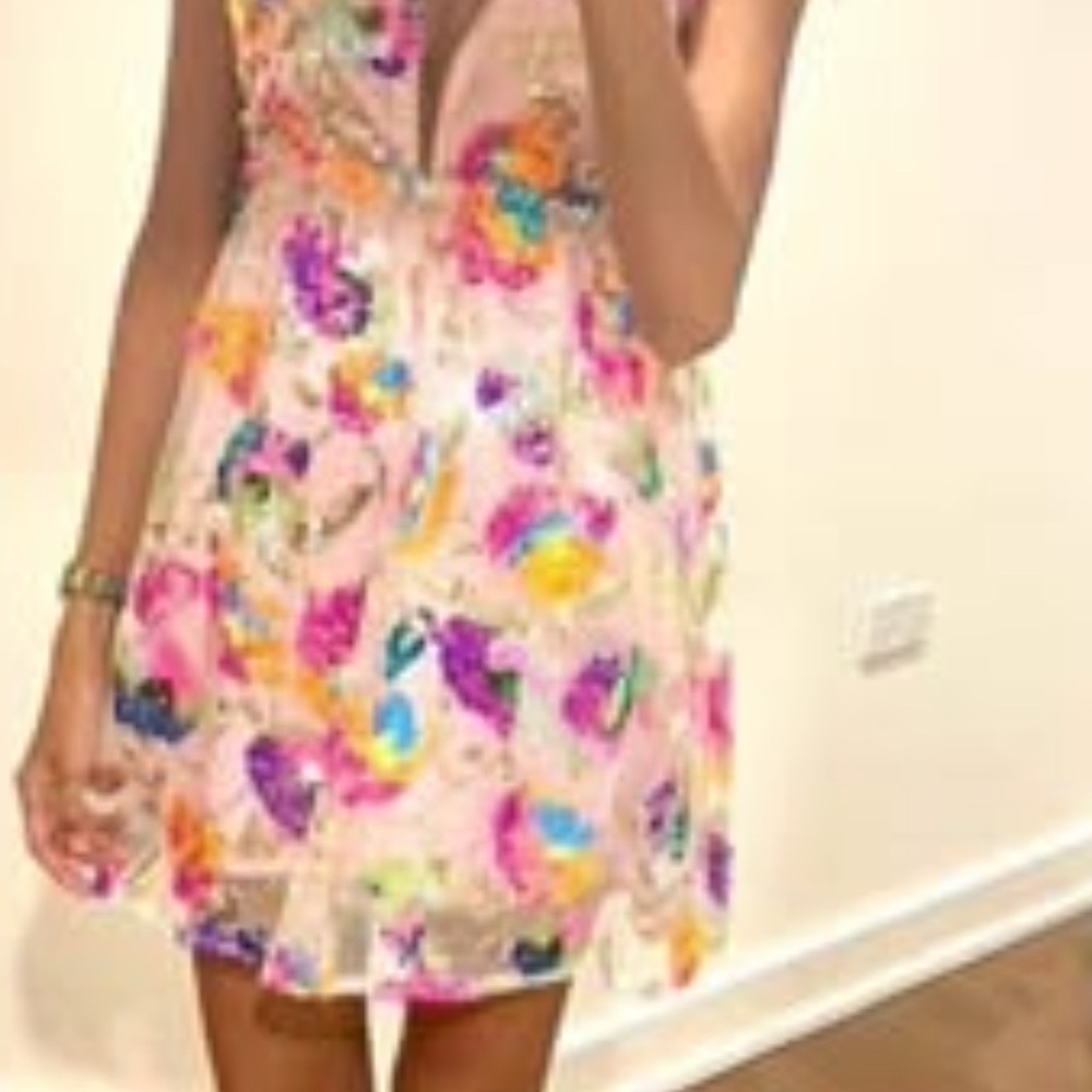 Sequin Colorful Floral Dress